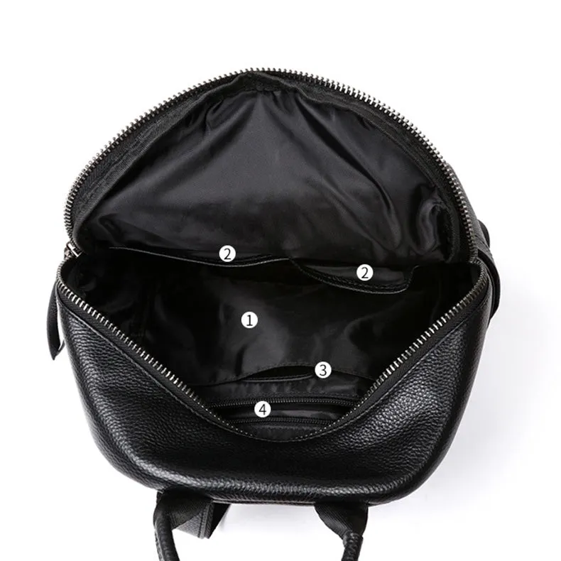 Womens Small Black Leather Backpack Purse Black Rucksack For Women