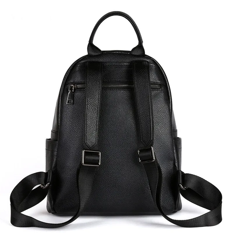 Womens Small Black Leather Backpack Purse Black Rucksack For Women